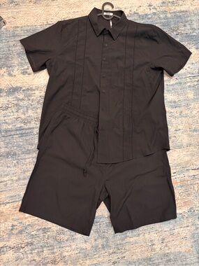 Coofandy Men's Leisure Textured Shirt Set Size XL